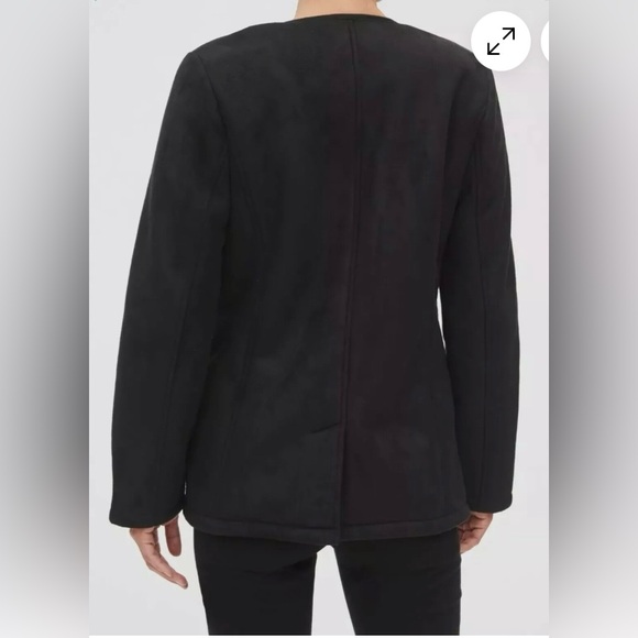 NWT, Banana Republic Faux Suede Sherpa Lined Moto Jacket Front Zip Black Size L - Picture 4 of 9